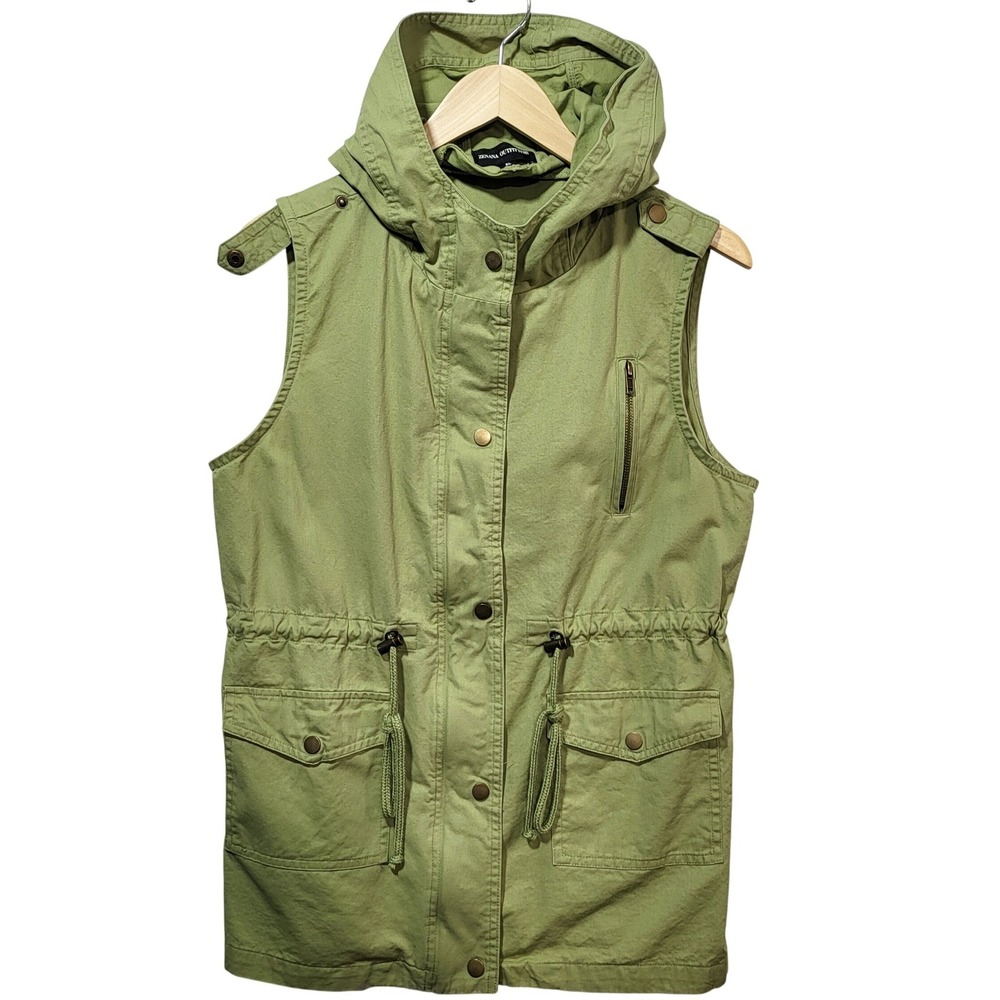 Zenana Outfitters Womens Sage Green‎ Utility Vest Hooded Cotton XL QJ-2445